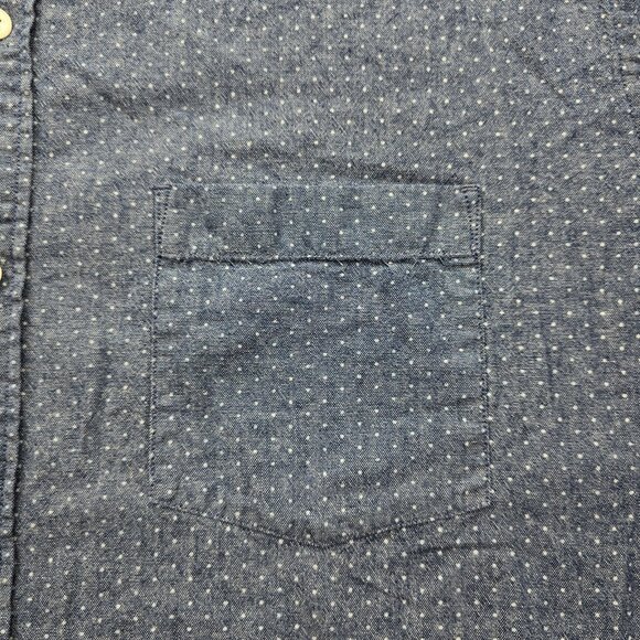 Express Shirt Mens XL Blue‎ Polka Dots Soft Wash Button Down Long Sleeve Preppy - Picture 3 of 8